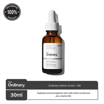 The Ordinary Amino Acids + B5 serum bottle placed on a clean white background