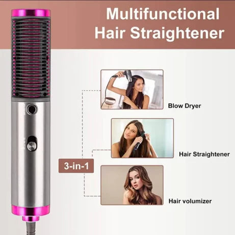3 in 1  Hair Straightening Brush For Girls- Hot Air Straightener + Comb Brush For Girls