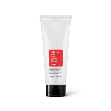 Close-up of COSRX Salicylic Acid Daily Gentle Cleanser's gel texture being dispensed from the pump, demonstrating its lightweight lathering formula