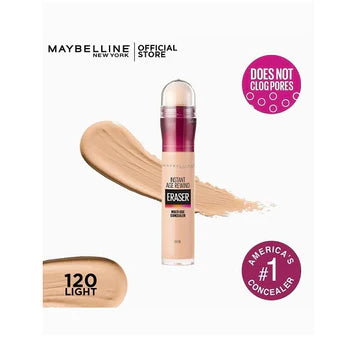 “Maybelline Instant Eraser concealer with sponge applicator and sleek packaging”