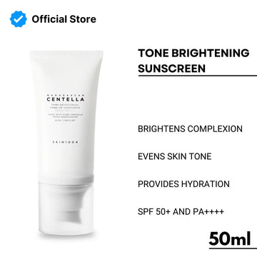 Tube of skincare product with text highlighting features on a white background