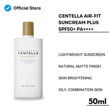 Sunscreen bottle with product details on a white background