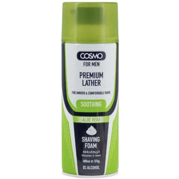 Cosmo Shaving Foam Soothing Aloe Vera 400ml White Dome & Bottom