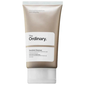 "The Ordinary Squalane Cleanser tube displayed on a clean, minimal background"