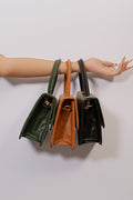Stylish Croco Pattern Black Handbag