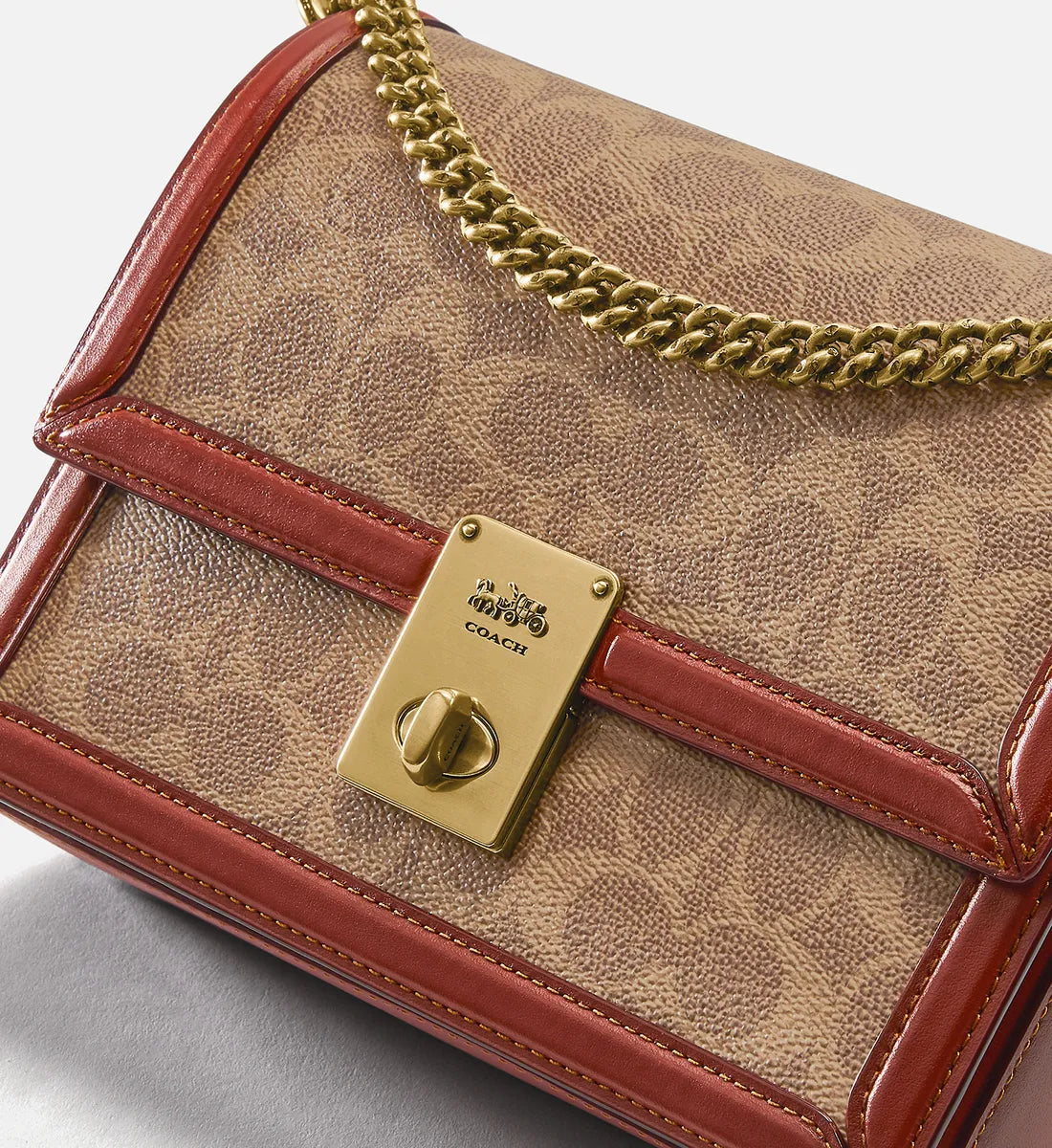 Buy Coach Coated Canvas Signature Hutton Shoulder Small Bag - Tan Rust in Pakistan