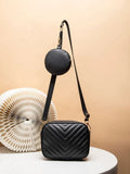 Buy Chevron Quilted Square Bag With Coin Purse - Black in Pakistan