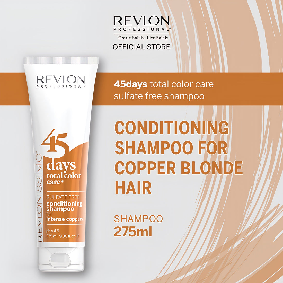 Revlonissimo 45 Days Total Color Care Conditioning Shampoo - Intense Coppers  275ml