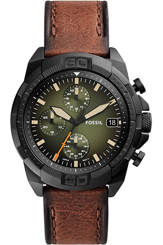 Buy Fossil Men's Chronograph Quartz Brown Leather Strap Green Dial 44mm Watch FS5856 in Pakistan