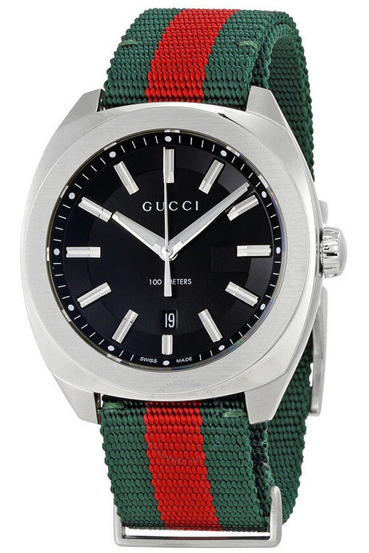 Buy Gucci Men's Swiss Made Quartz Nylon Strap Black Dial 41mm Watch YA142305 in Pakistan