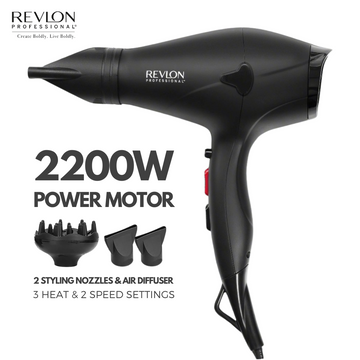 ™ Hair Dryer 2200W with 2 Styling Nozzles & Air Diffuser