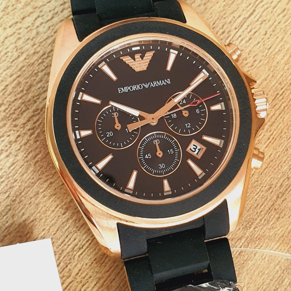 Buy Emporio Armani Men’s Analogue Quartz Silicone & Stainless Steel Black Dial 44mm Watch AR6066 in Pakistan