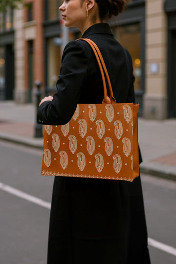 Embroidery Tote Bag Daily Carry Mustard