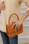 Stylish Croco Pattern Caramel Handbag