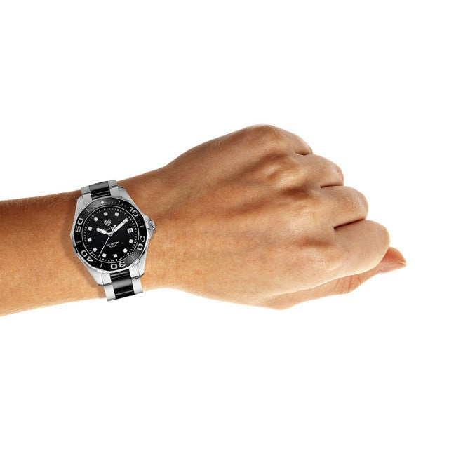 Buy Tag Heuer Aquaracer Quartz Black Dial Two Tone Steel Strap Watch for Women - WAY131C.BA0913 in Pakistan