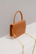 Stylish Croco Pattern Caramel Handbag