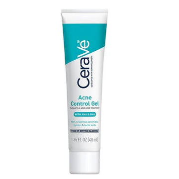 CeraVe Acne Control Gel in a white and blue tube with salicylic acid label, placed against a clean, minimal background.