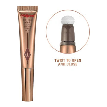 Hollywood Contour Wand with sponge applicator angled toward camera, showing creamy texture

