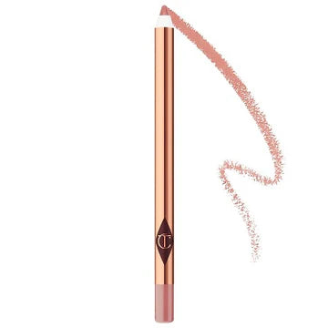 Charlotte Tilbury Lip Cheat Lip Liner displayed with cap off, showing fine pencil tip in a nude pink shade

