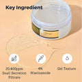 Close-up of COSRX Advanced Snail Hydrogel Eye Patch ingredients including 20,400ppm snail secretion filtrate and 4% niacinamide in gel form
