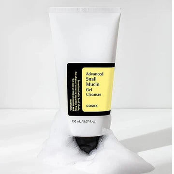 COSRX skincare steps showing when to use their Snail Mucin Gel Cleanser