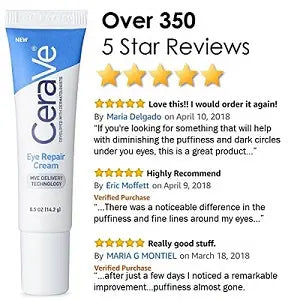 CeraVe Eye Repair Cream tube placed on a minimal skincare setup, highlighting its gentle, dermatologist-developed formula for under-eye care.