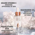 Before and after close-up showing reduced dark spots and refined skin texture

