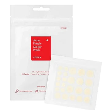 COSRX Acne Pimple Master Patch - 24 hydrocolloid patches in 3 sizes (10mm, 12mm, 14mm) for treating whiteheads, blackheads, and inflamed acne while protecting skin and speeding healing