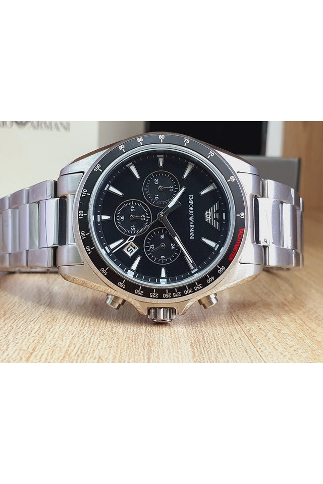 Buy Emporio Armani Men’s Chronograph Quartz Stainless Steel Black Dial 44mm Watch 6098 in Pakistan