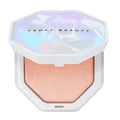 Close-up of the lightweight highlighter applied on cheekbones for a dewy look.