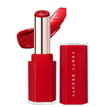 Multiple shades of the lipstick swatched on the arm, showing versatile color options.

