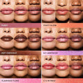 Swatches of lipstick shades on different skin tones