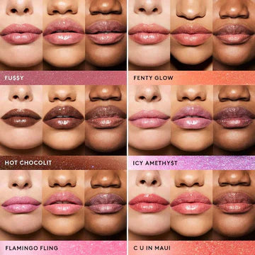 Swatches of lipstick shades on different skin tones