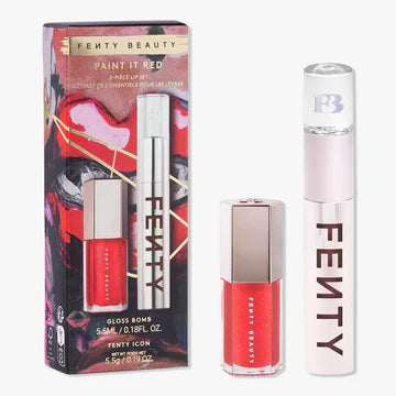 "Fenty Beauty Lip Duo with Bold Red Lipstick and Gloss"


