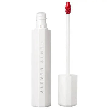 Swatches of the lip stain shades, highlighting the glossy finish and soft tint.

