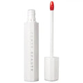 Glossy lip stain applicator with a vibrant color swatch, showcasing a hydrating finish.

