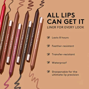 A close-up of the creamy lip liner pencil, showcasing its sleek design and precise tip.

