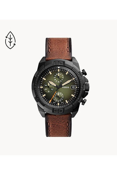 Buy Fossil Men's Chronograph Quartz Brown Leather Strap Green Dial 44mm Watch FS5856 in Pakistan
