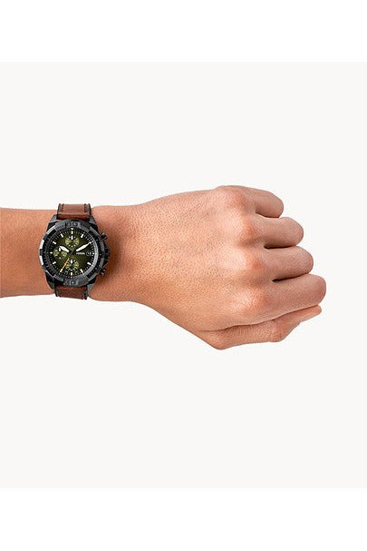 Buy Fossil Men's Chronograph Quartz Brown Leather Strap Green Dial 44mm Watch FS5856 in Pakistan