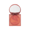 Cheeky Vegan Blush Powder in open compact with mirror, showcasing its marbled velvety formula in a coral-pink shade. The blend delivers a fresh-faced, natural flush with a radiant soft-focus glow