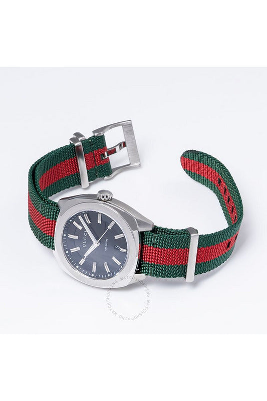 Buy Gucci Men's Swiss Made Quartz Nylon Strap Black Dial 41mm Watch YA142305 in Pakistan
