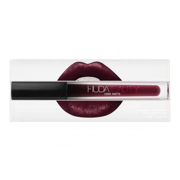 HUDA BEAUTY Demi Matte Cream Lipstick in sleek gold packaging