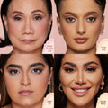 HUDA BEAUTY Easy Bake Loose Powder shade options, including Banana Bread, Cherry Blossom Cake, Pound Cake, and Peach Pie, listed in a clean, text-based layout