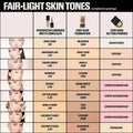HUDA BEAUTY Easy Blur Foundation shade range display including Milkshake and other fair-light skin tone options