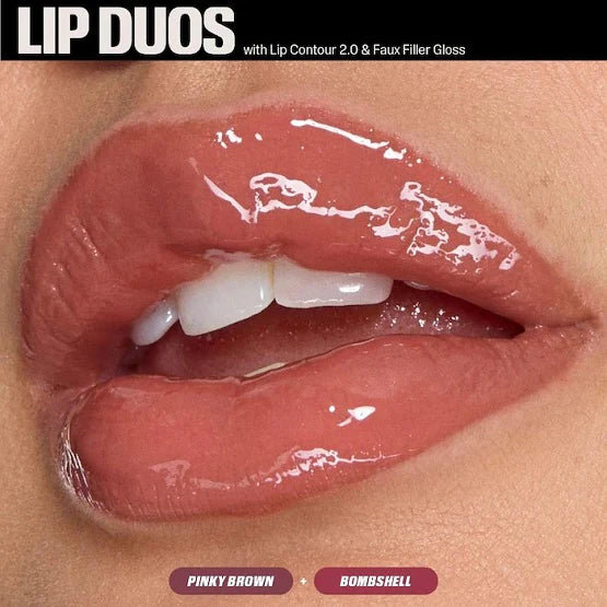 Front view of Huda Beauty Juicy Bombshell lip duo packaging showing product name