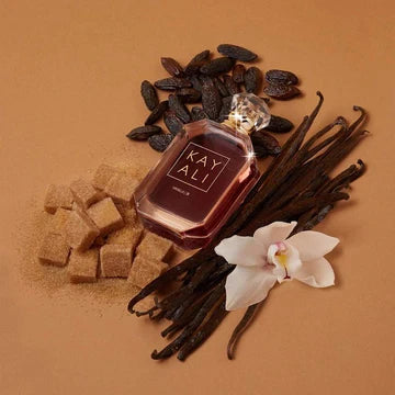 KAYALI Vanilla Perfume Set showing four mini bottles in a gift box