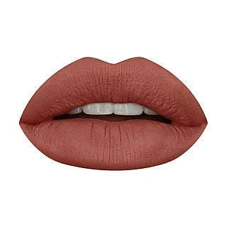 Swatch of HUDA BEAUTY Liquid Matte Lipstick showing full-coverage color payoff