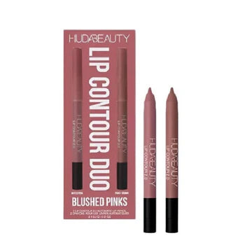 Huda Beauty Lip Contour Duo Blushed Pinks set showing both Muted Pink and Pinky Brown lip pencils