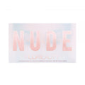 The New Nude Eyeshadow Palette by HUDA BEAUTY featuring nine shades: DARE, OPINE, PLAY, FANTASY, LOVE BITE, SPARKED, LACE, DANDERAM, and TOALE in neutral tones