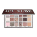 HUDA BEAUTY Icy Nude Eyeshadow Palette with 18 ultra-pigmented shades in a mix of matte, shimmer, glitter, and chrome finishes, featuring cool-toned hues like silver, pink, burgundy, and nude for versatile eye looks